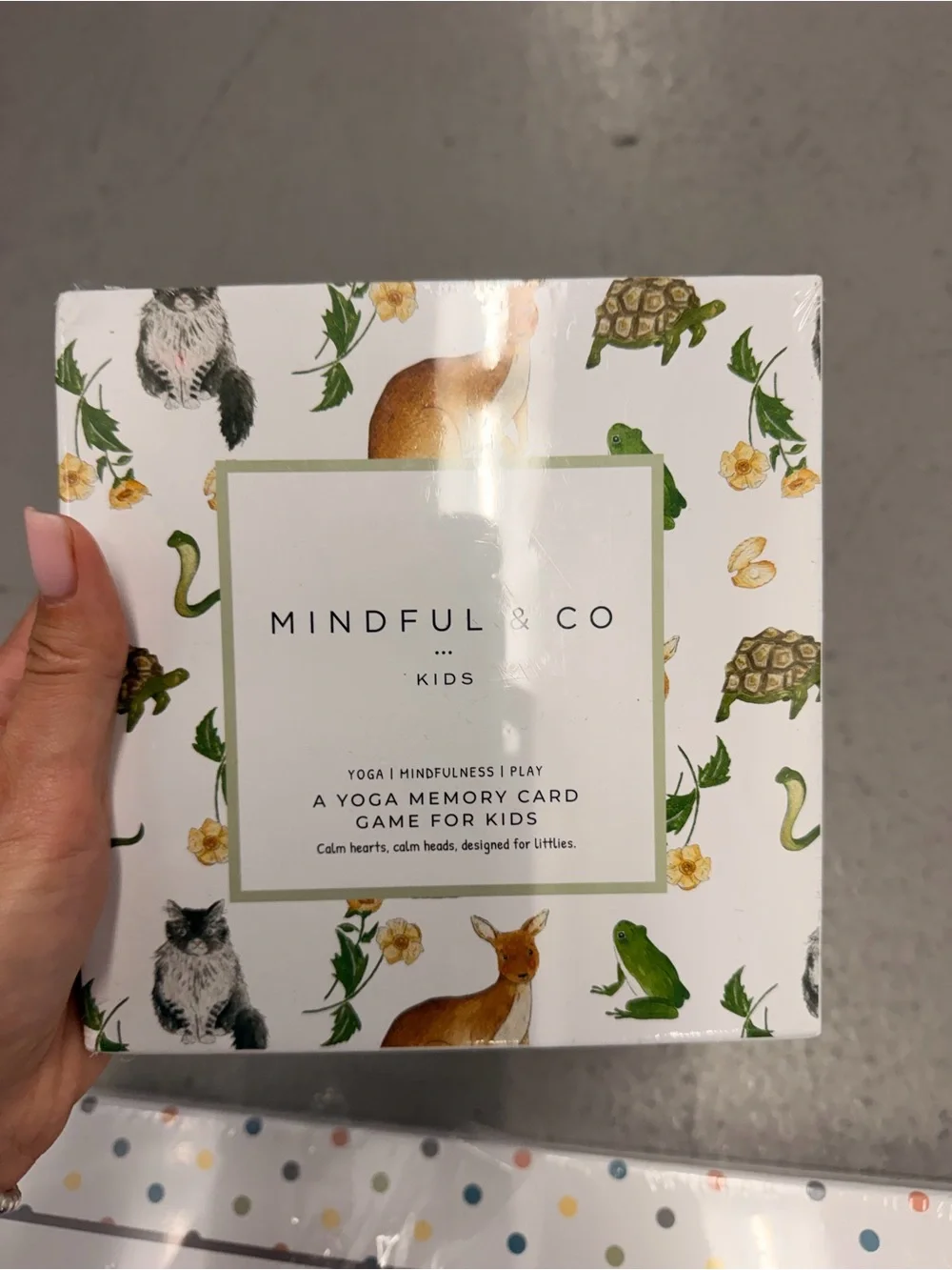 MINDFUL&CO Kids Happy Hearts BOARD Game - White Polka Dot YOGA MEMORY CARSS